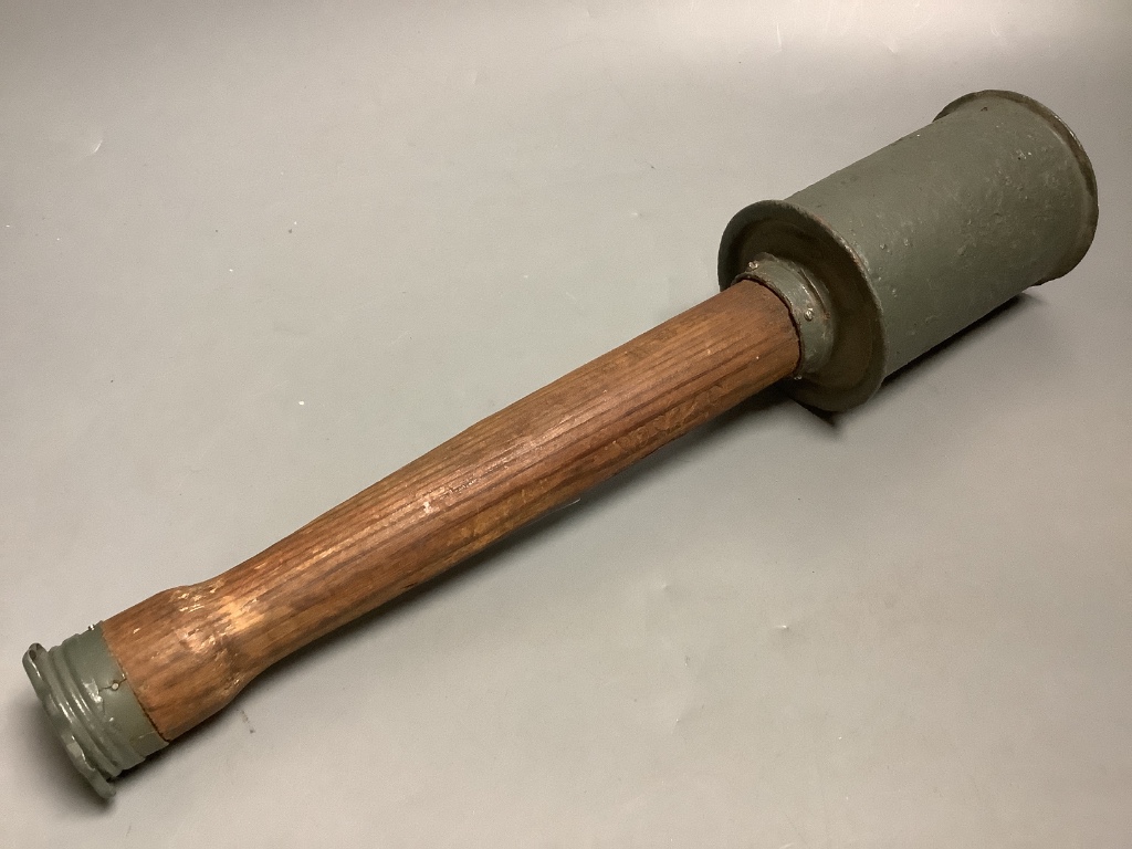 An inert WWI German stick grenade. Please note - only available to UK buyers. Collection only - postage not available.